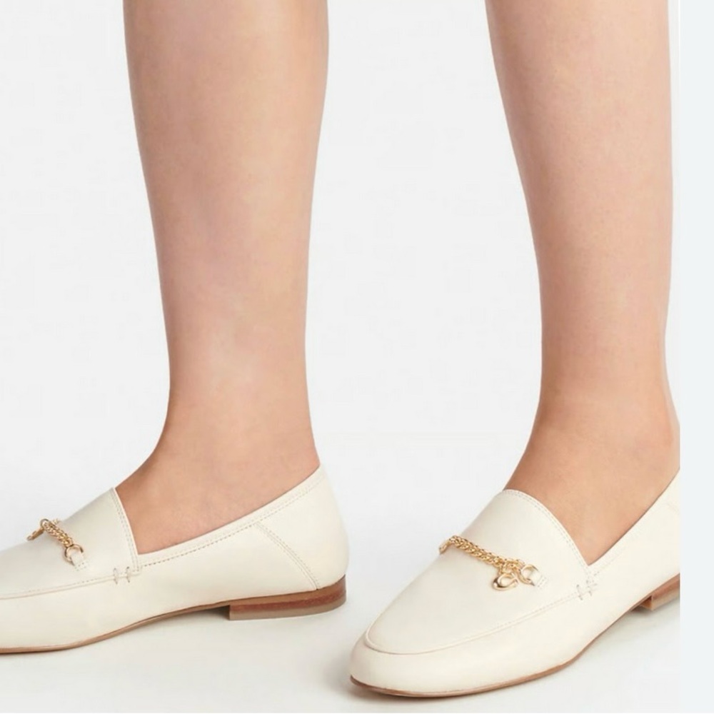 Coach Cream Loafers with Gold Accent